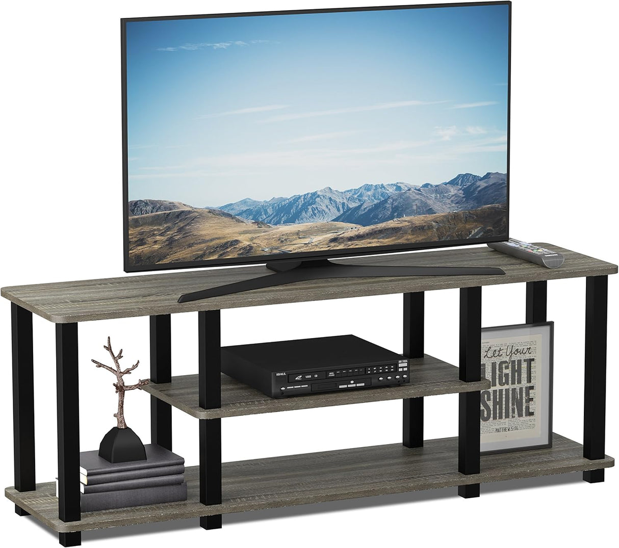 Furinno Soporte de TV 3 niveles hasta 50 sin herramientas 3D