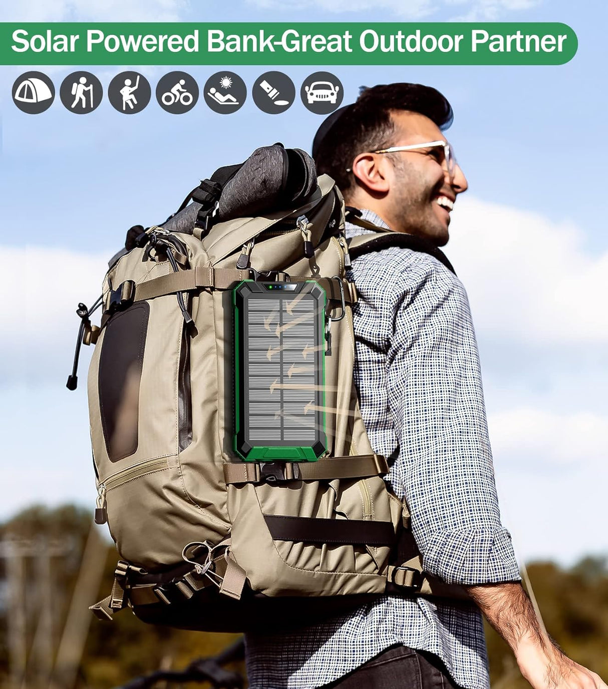 Cargador solar de 36000 mAh integrado 4 cables para celular