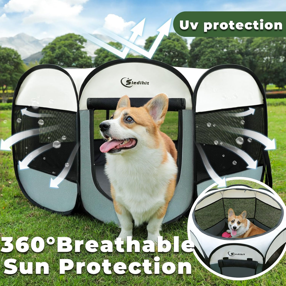 Parque para Perros, Portable, Zipper Superior, Grande, Indoor/Outdoor