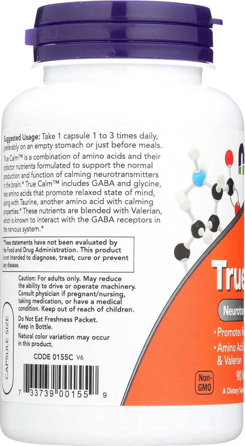 Suplemento Now Foods True Calm(tm) Amino Relaxer 90 cápsulas