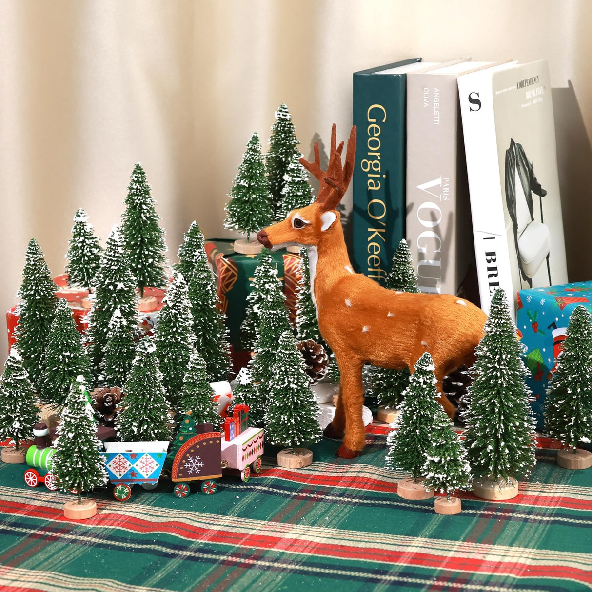 Árboles de Navidad Artificiales con Base de Madera para Decorar