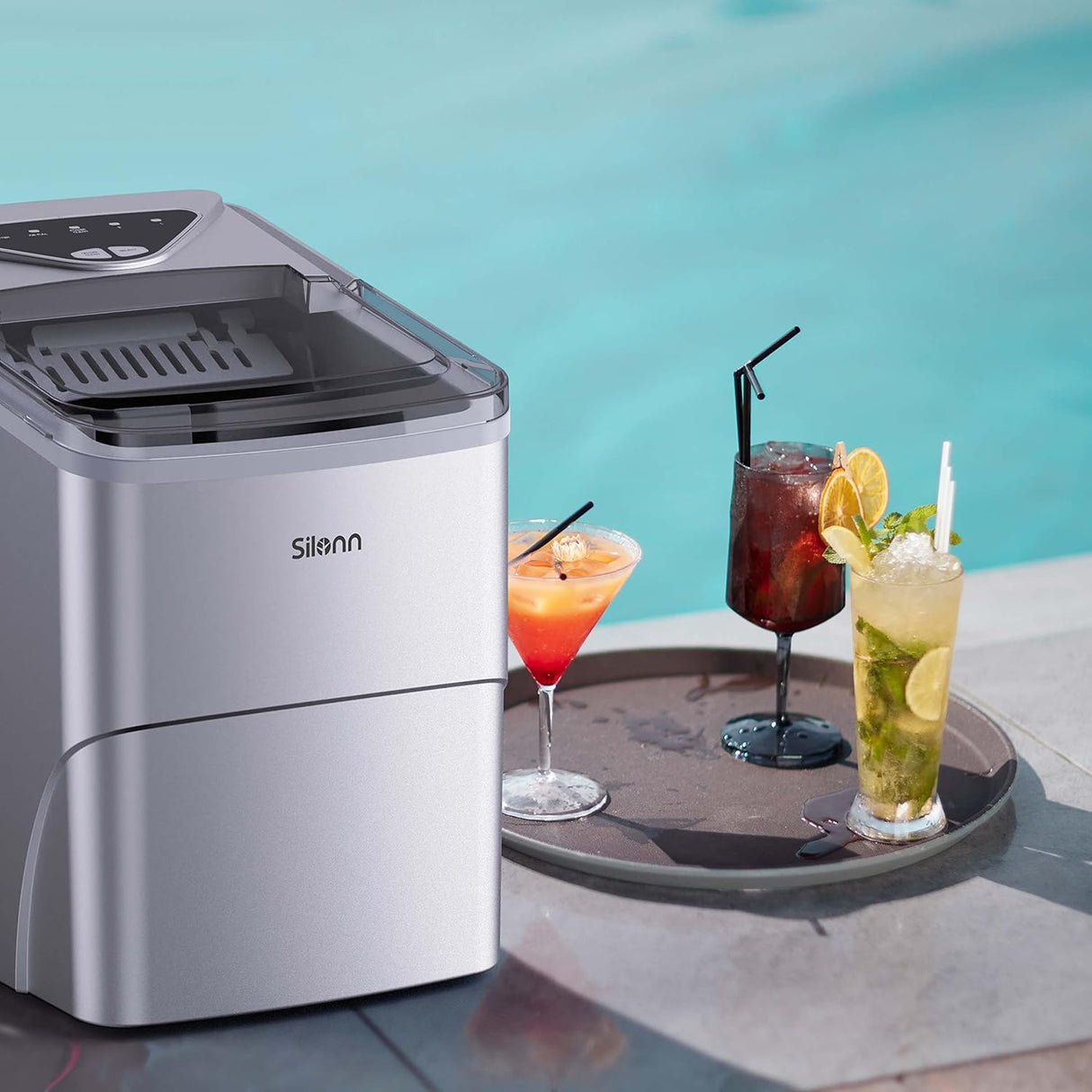 Máquina de Hielo Silonn, 9 Cubos en 6 Min, Auto-Limpieza