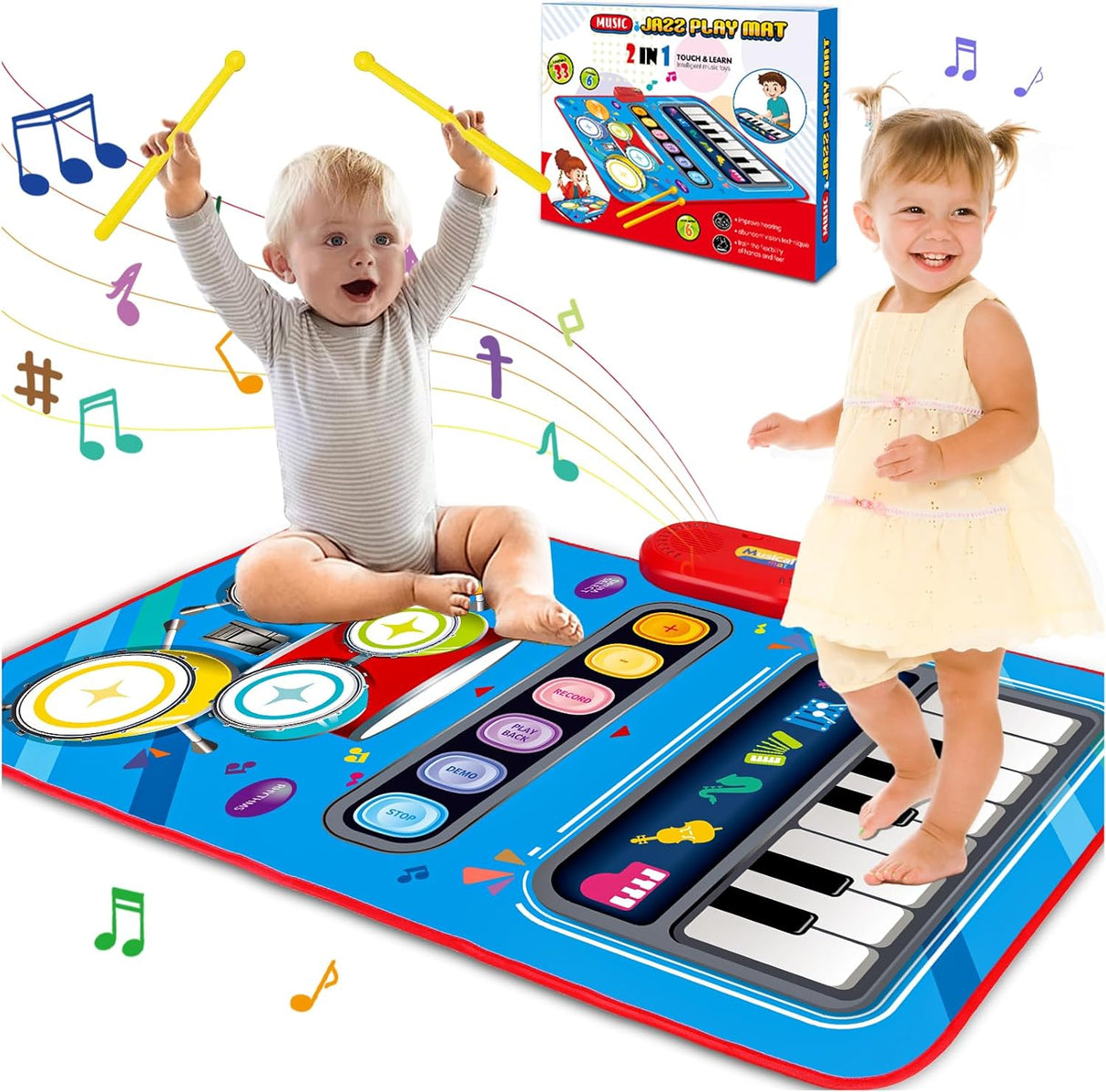 Alfombra Musical para Bebés, Juguete 2 en 1 Piano y Batería