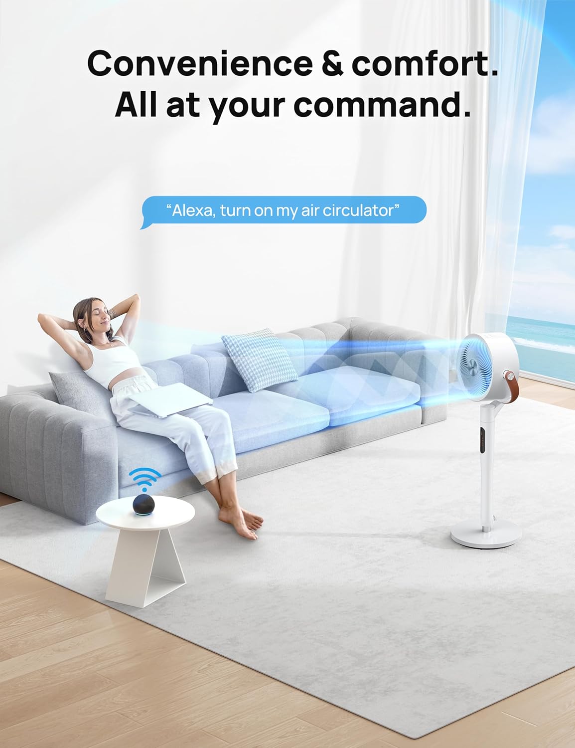 Ventilador de pedestal Dreo, oscilante, Wi-Fi, 6 modos, 513S