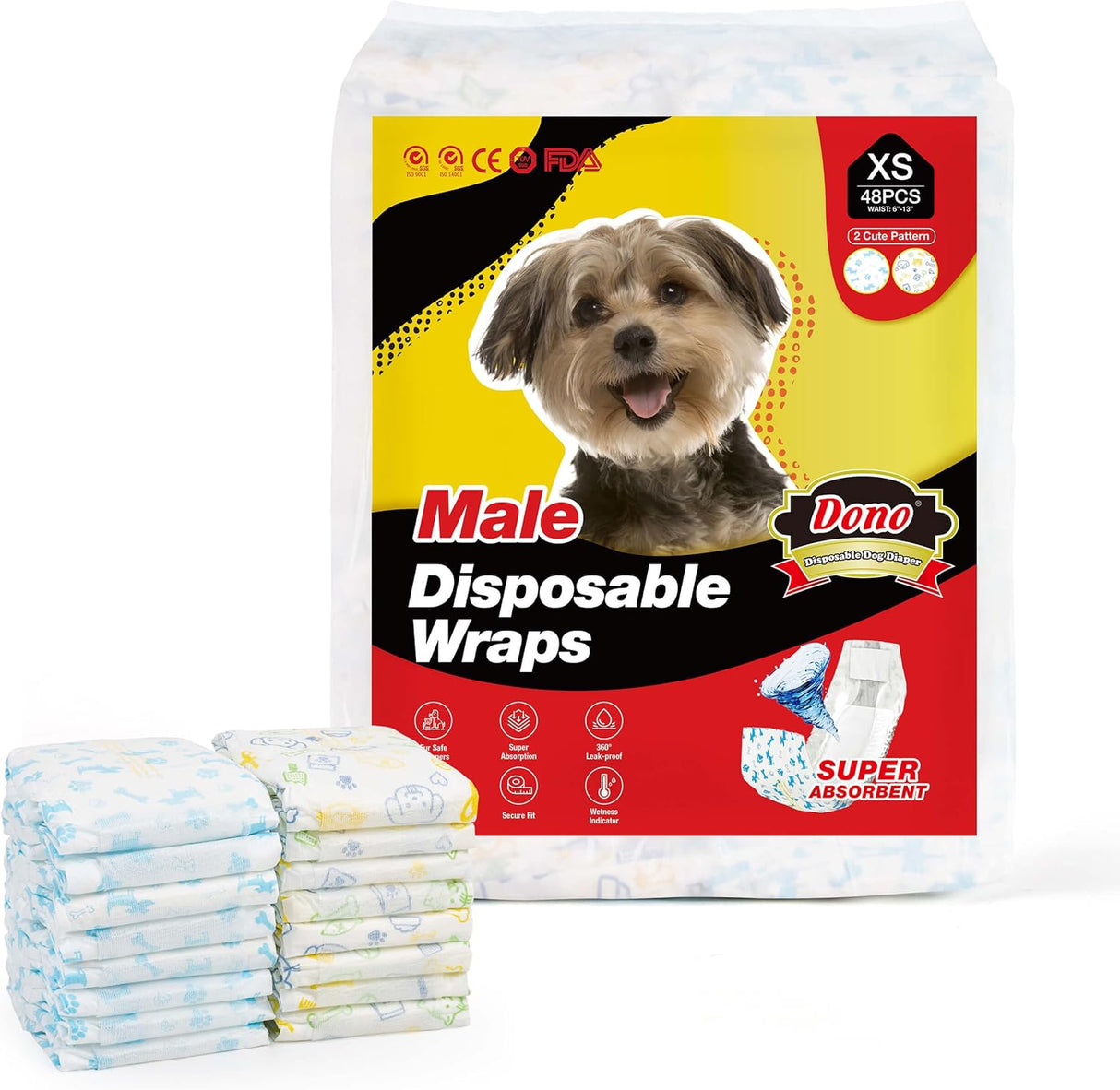 Dono Pañales desechables para perros machos, 48 piezas