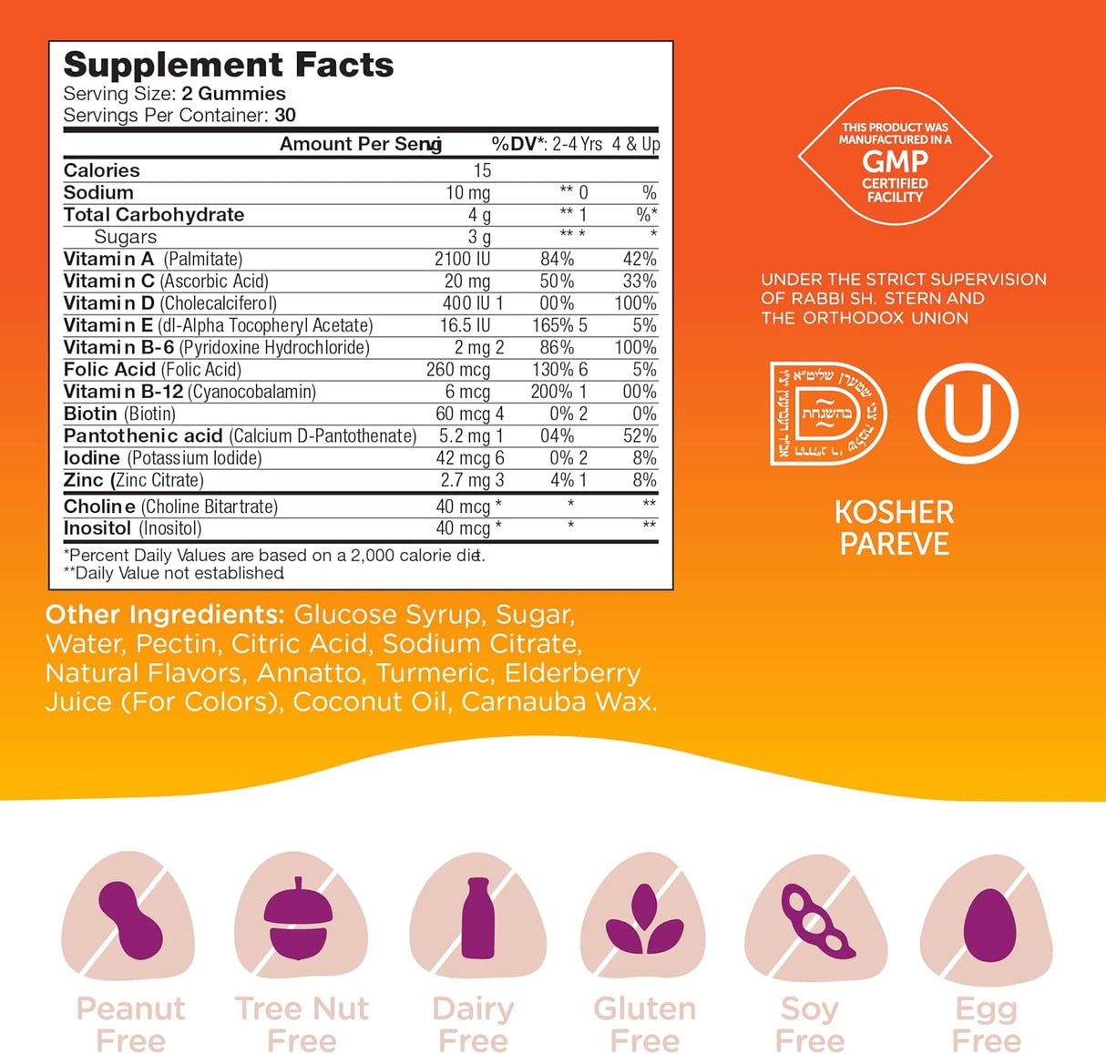 Suplemento Gomitas multivitamínicas con 13 vitaminas 60 und