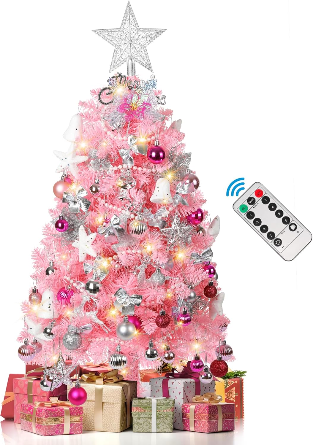 Árbol de Navidad 3FT, árbol artificial preiluminado 36 con 111 adornos