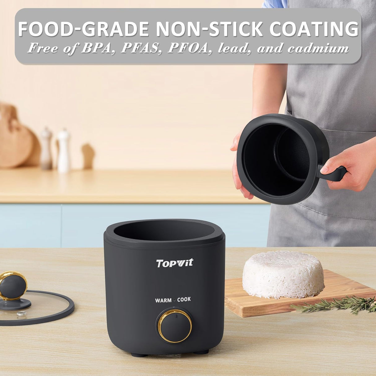 Arrocera TOPWIT 2 Tazas, 1.2L, Antiadherente, Portátil