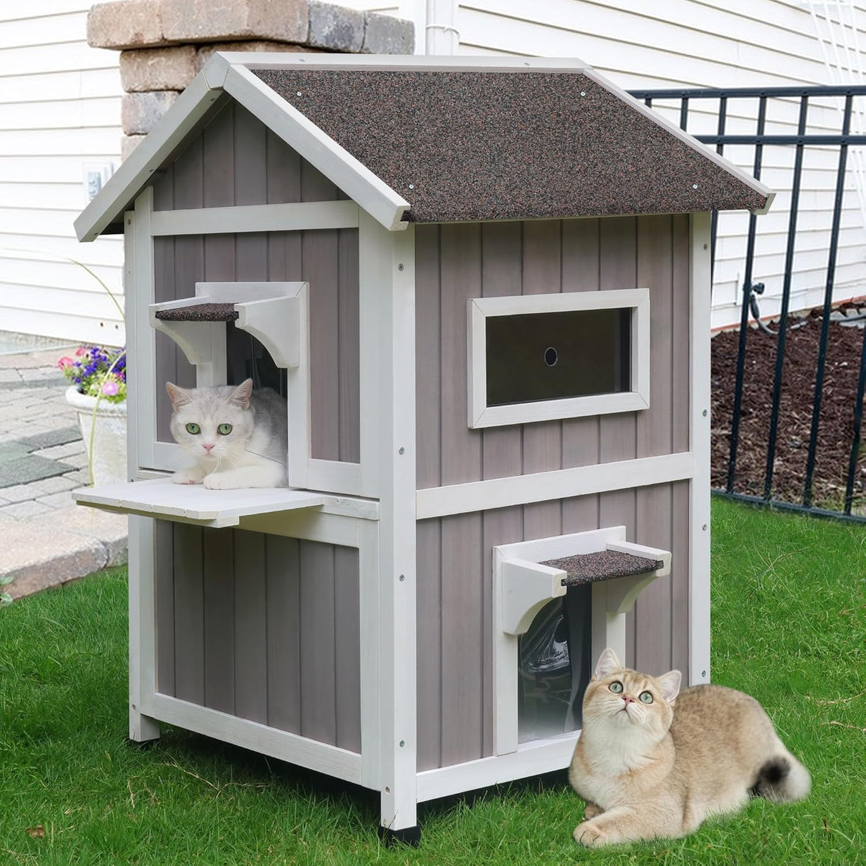 Casa para Gatos Fera, HiCaptain, Exterior, 2 Pisos, Grande