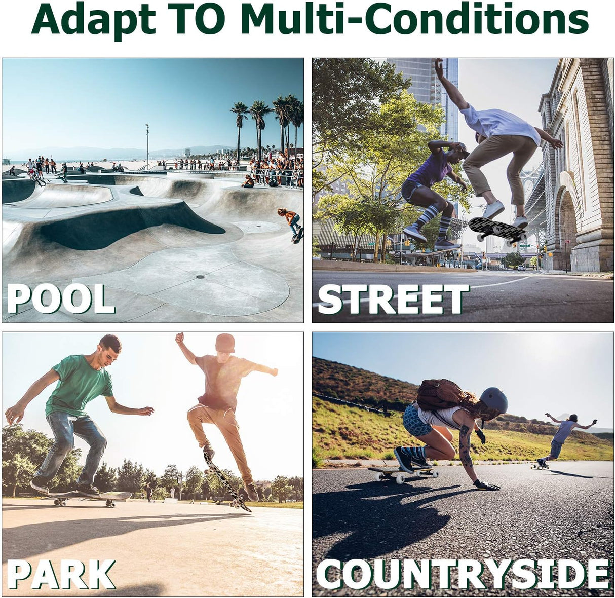 Skateboard Completo 31 x 7.88, 7 Capas, Doble Kick para Principiantes