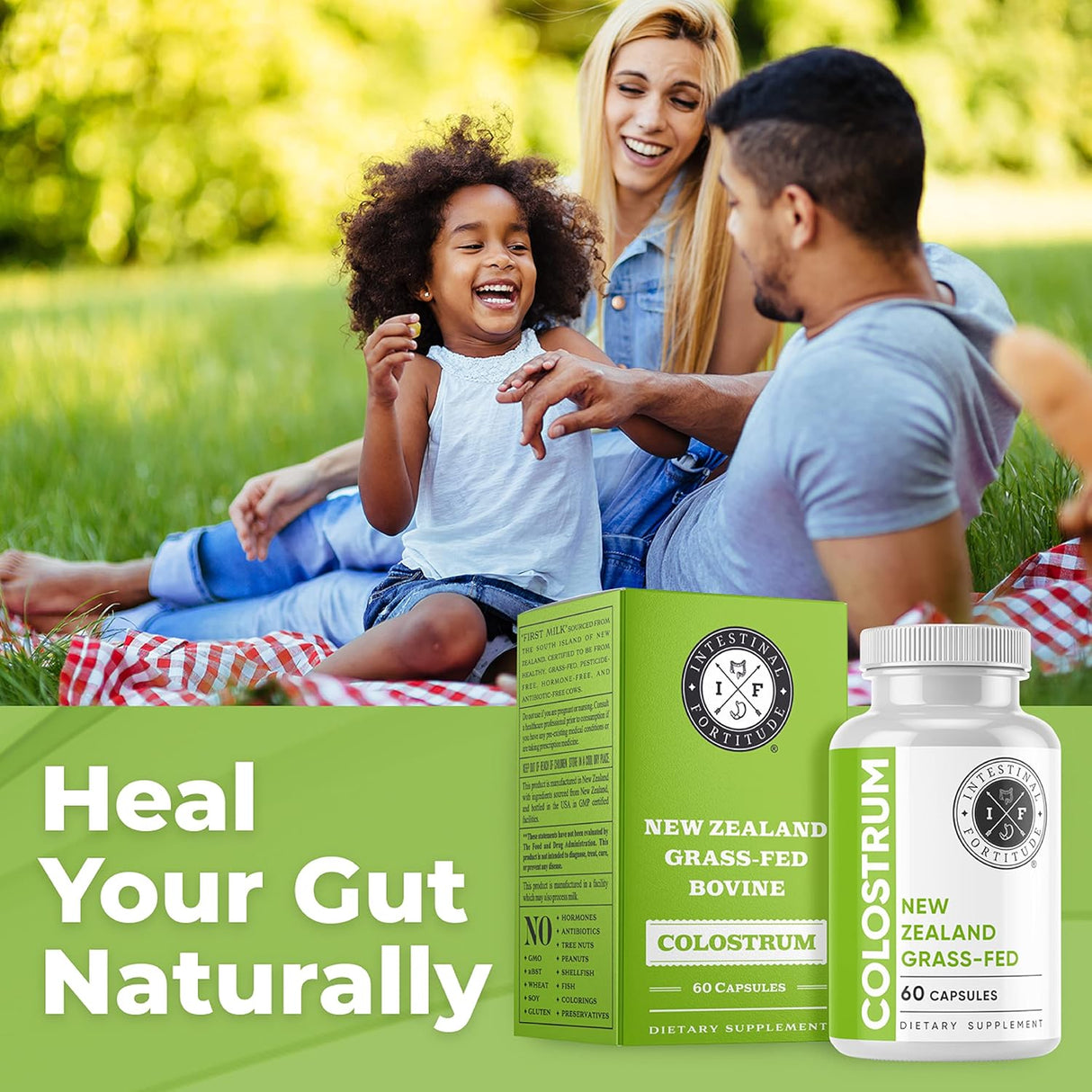 Cápsulas de Calostro Intestinal Fortitude, 100% Grass Fed, 60 CT