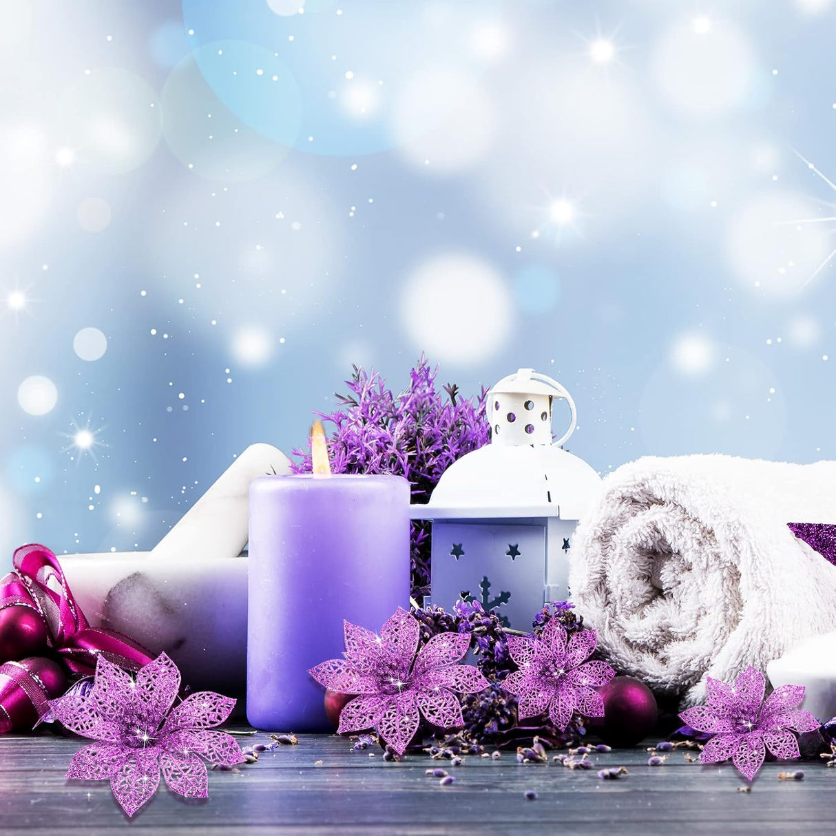 Flores Poinsettia Artificiales WILLBOND 36 Piezas Decorativas