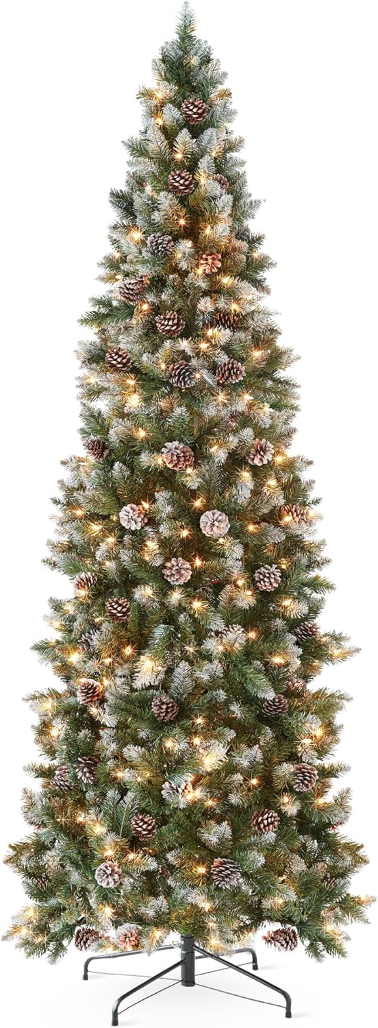 Árbol de Navidad 7.5ft Best Choice Products, Flocked, Modelo Slim