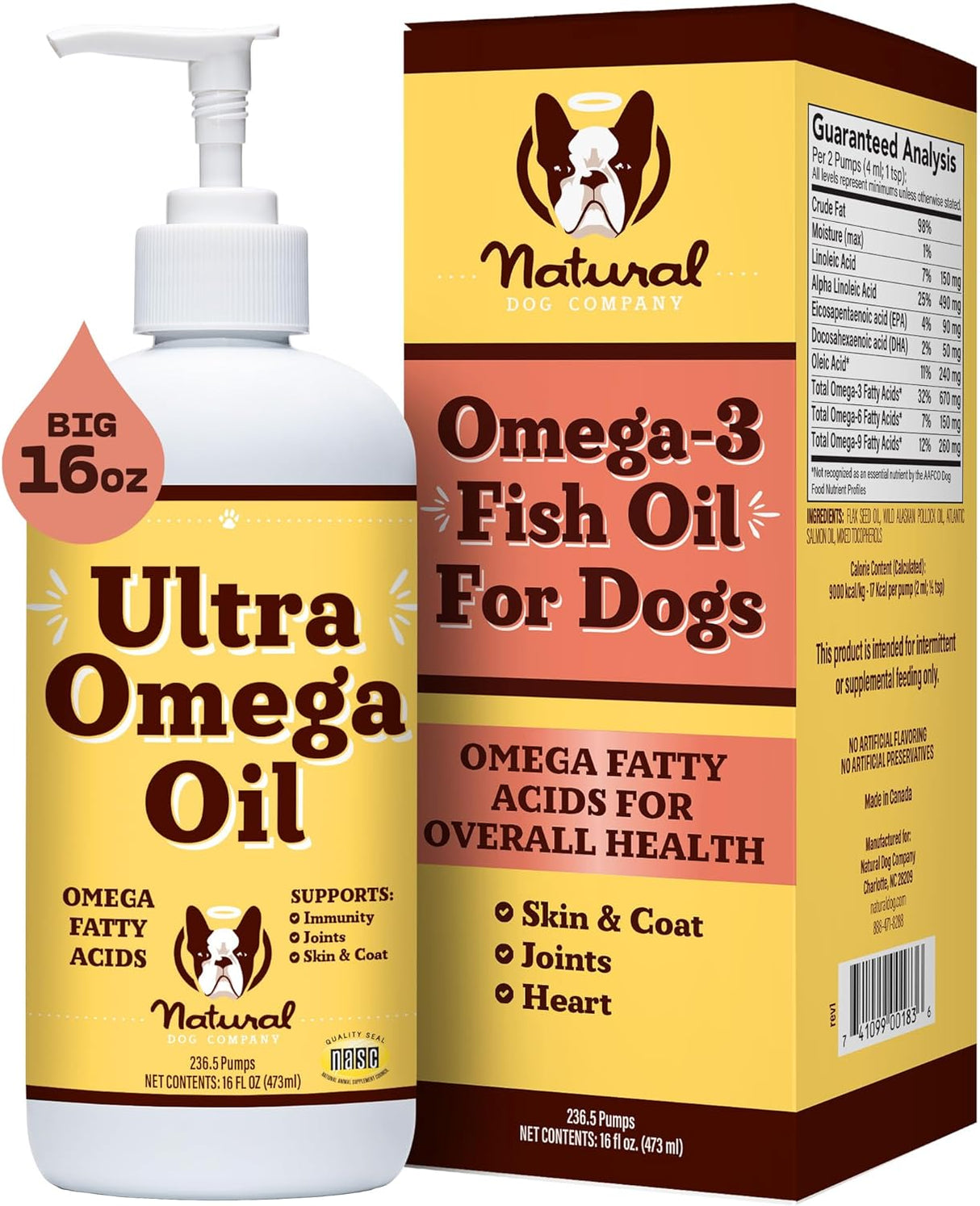 Aceite de pescado Ultra Omega 3 para perros, 16 onzas