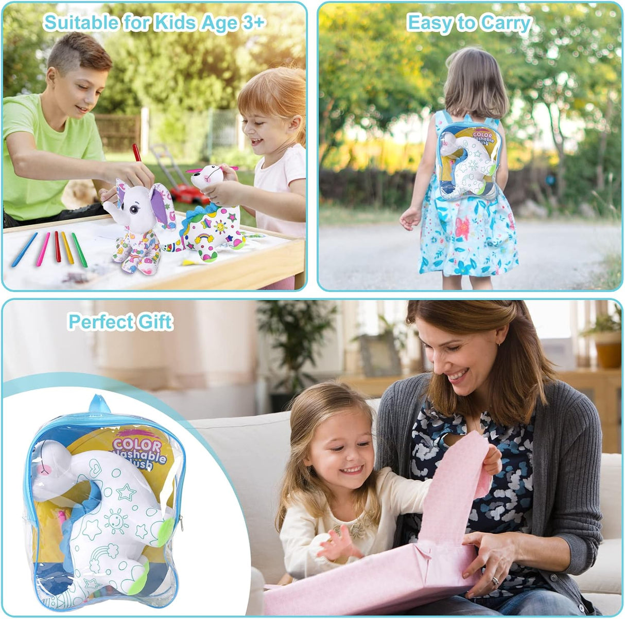 DRAWMYTOY Peluche para colorear, para niñas pequeñas