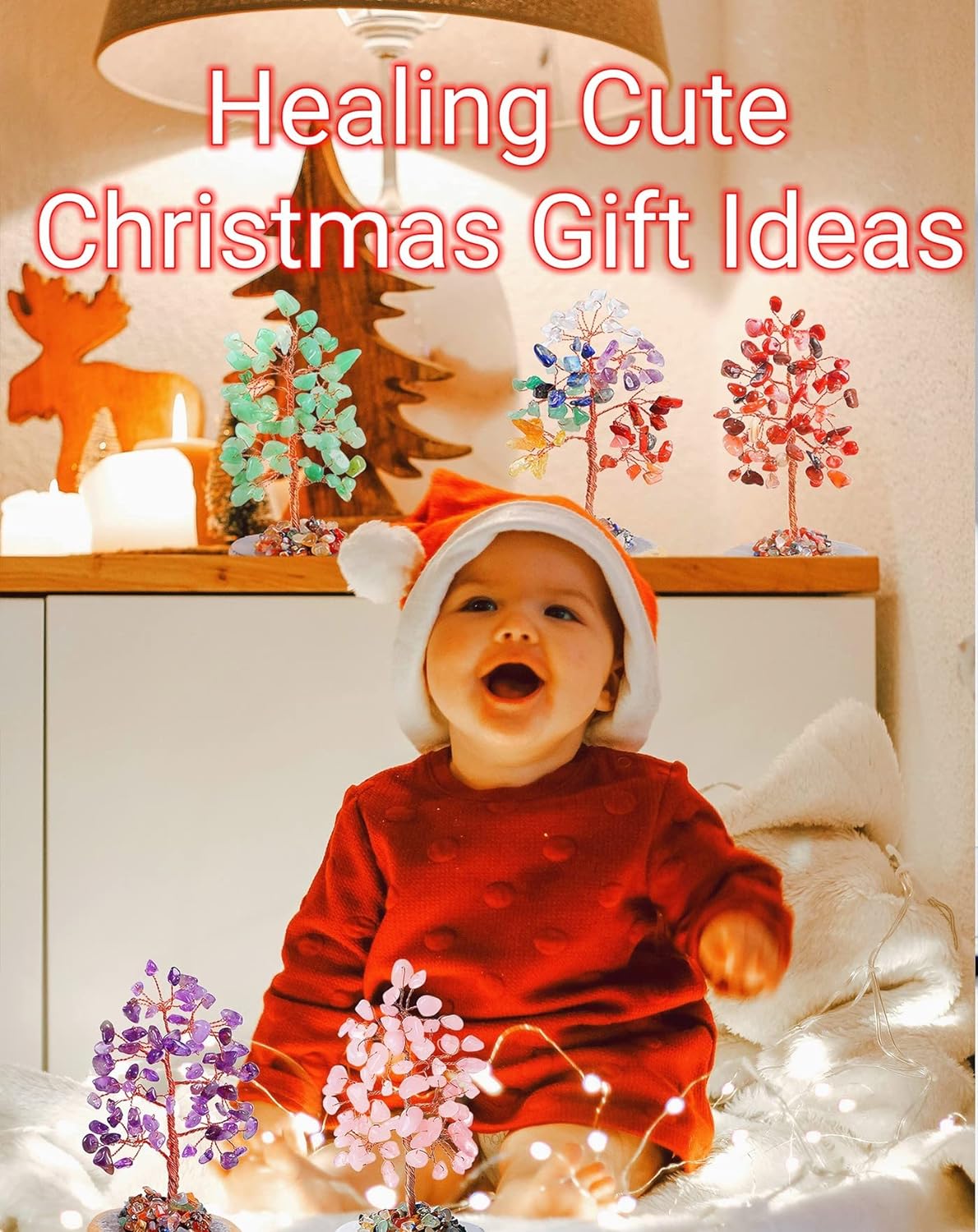 Árbol de cristal de ágata cornalina roja, cristales