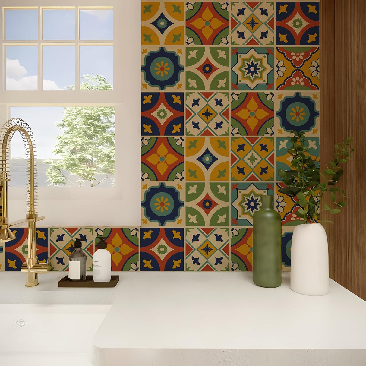 Vinilos Azulejos Cerámicos Vintage Autoadhesivos para Baño
