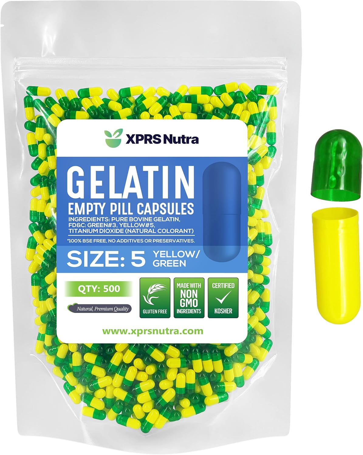 Cápsulas Vacías Tamaño 5 XPRS Nutra - 500 Unidades Gelatina