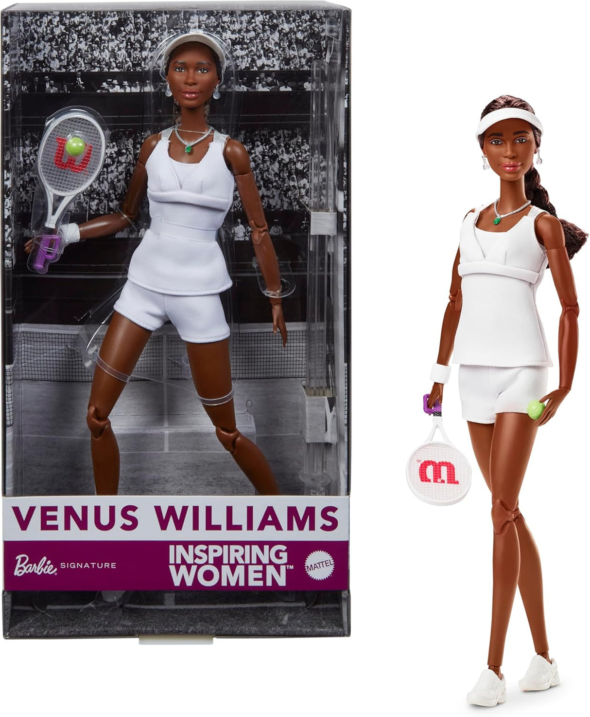 Doll Barbie Inspiring Women Venus Williams Ropa y Raqueta