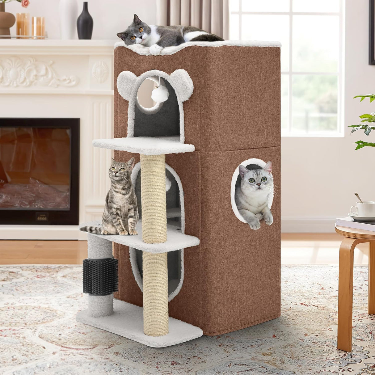 Casa para Gatos YIATHOME, 3 Niveles, Rascador y Cubo de Juego
