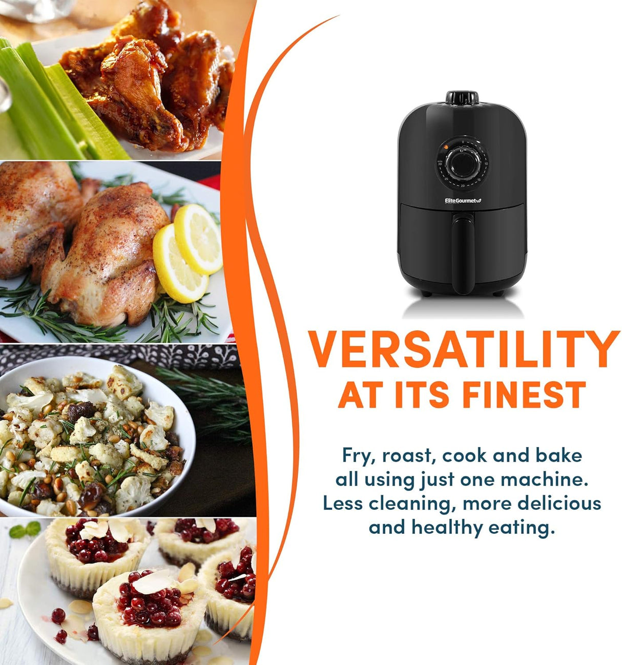 Freidora de aire Elite Gourmet 1.1 Qt, 1000W, EAF-1121X