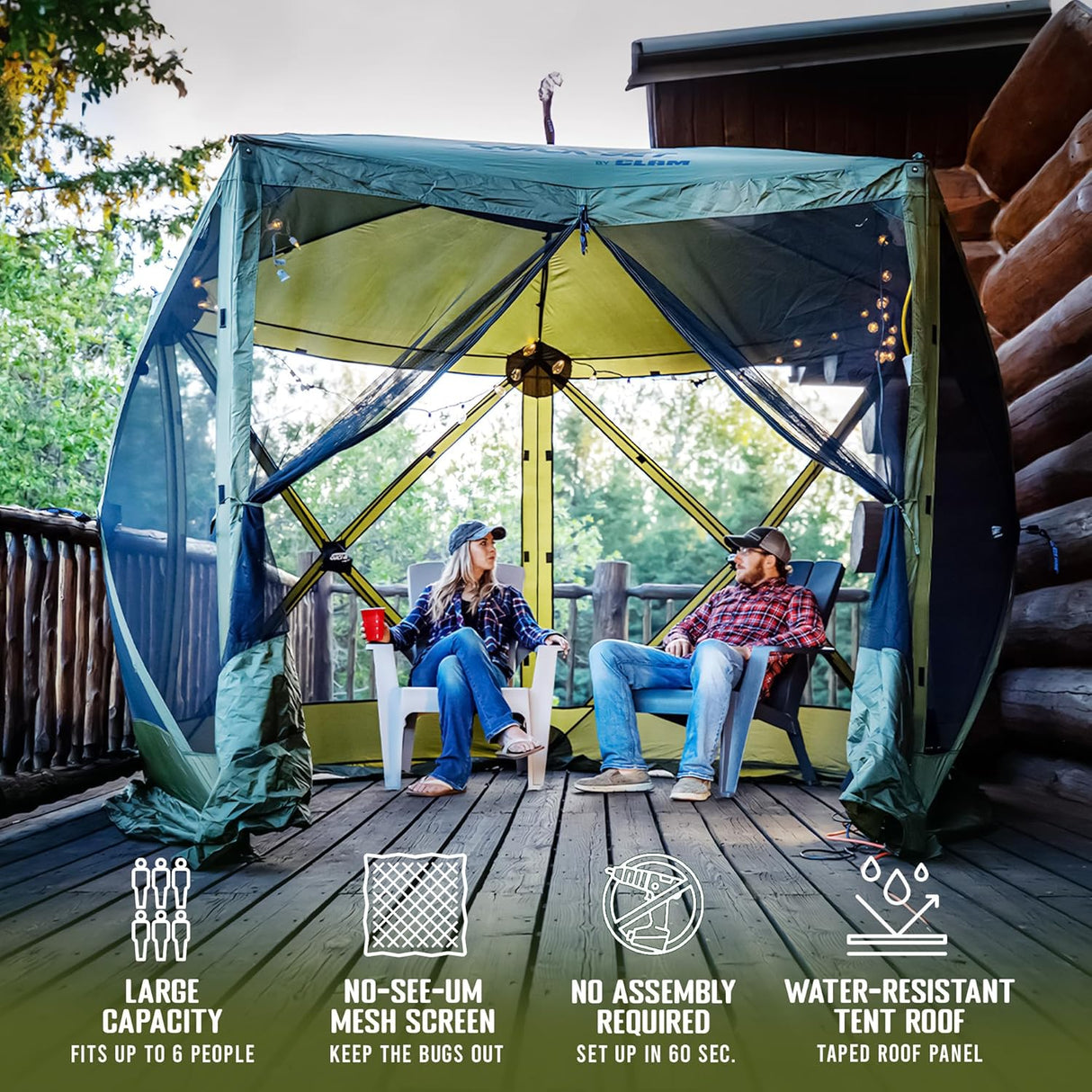 CLAM Cobertizo con toldo, bolsa de transporte estacas