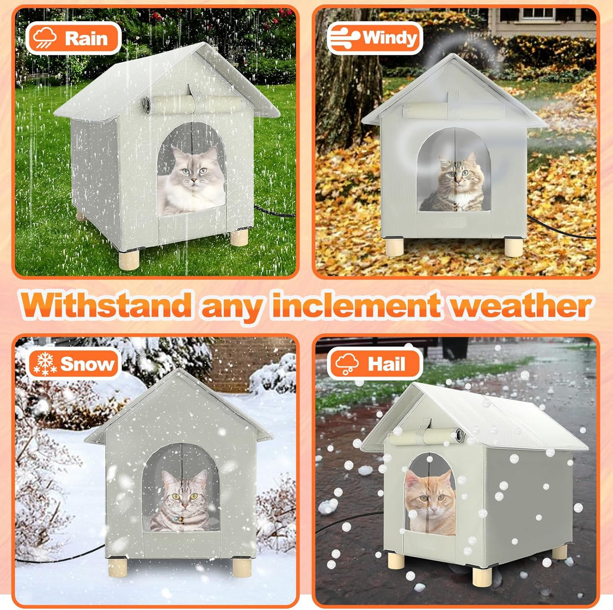 Casa Calentada para Gatos FHTONGE, Aislada, Refugio Exterior