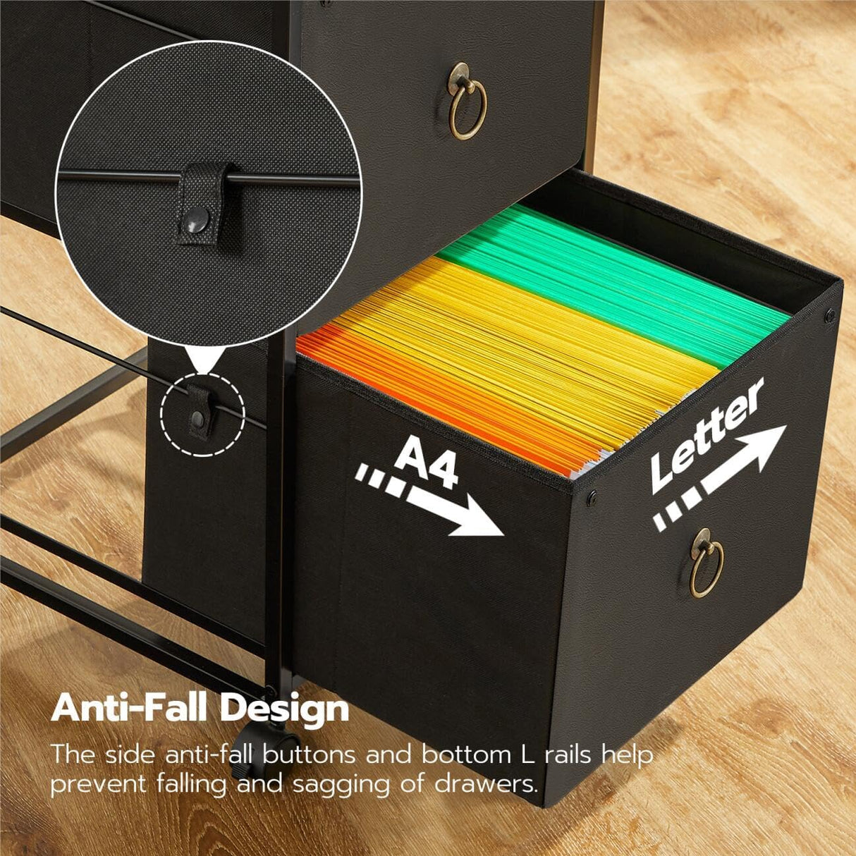 Gabinete de archivo móvil HOOBRO, 2 cajones, modelo BFK20WJ01