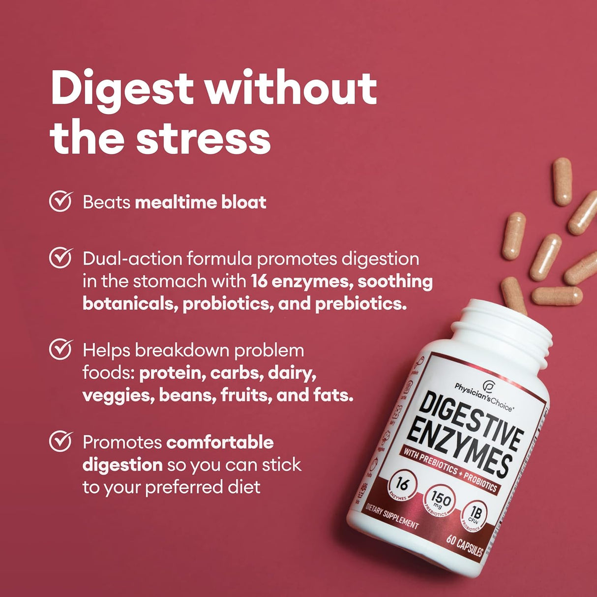 Suplementos Enzimas digestivas potentes prebióticos salud