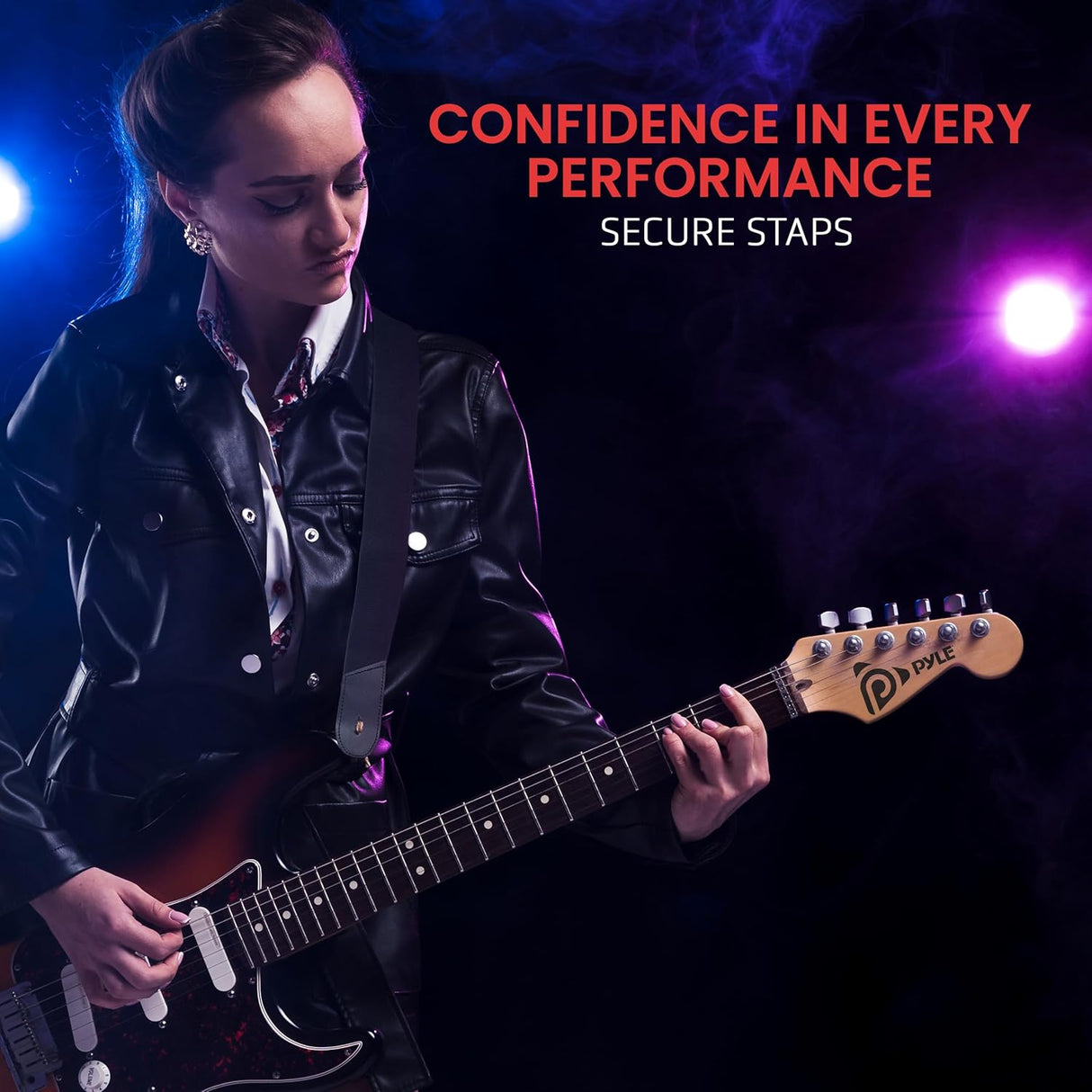 Correa de guitarra Pyle antideslizante y ajustable eléctrica