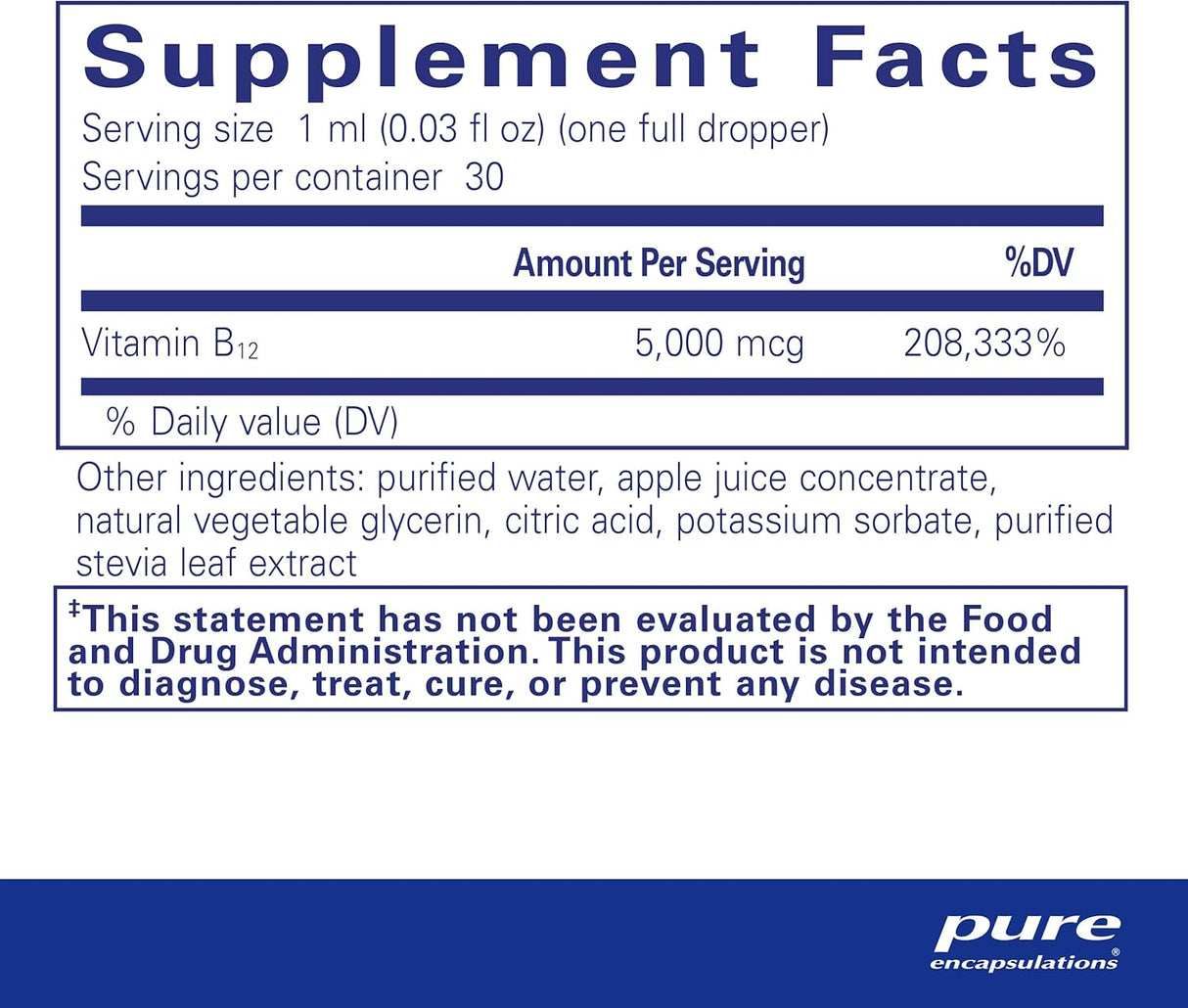 Pure Encapsulations Líquido B12 5,000 de metilcobalamina 1oz