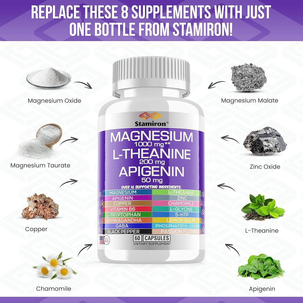 Suplemento con citrato de glicinato mag malato taurato