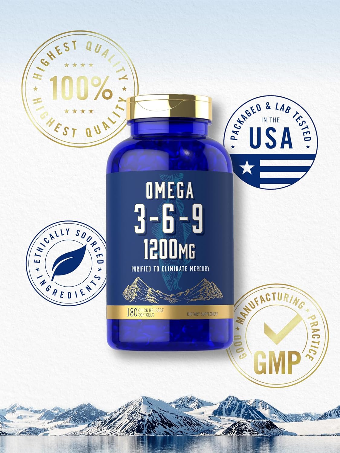 Omega 3-6-9 Carlyle 1200mg Suplemento 180 cápsulas