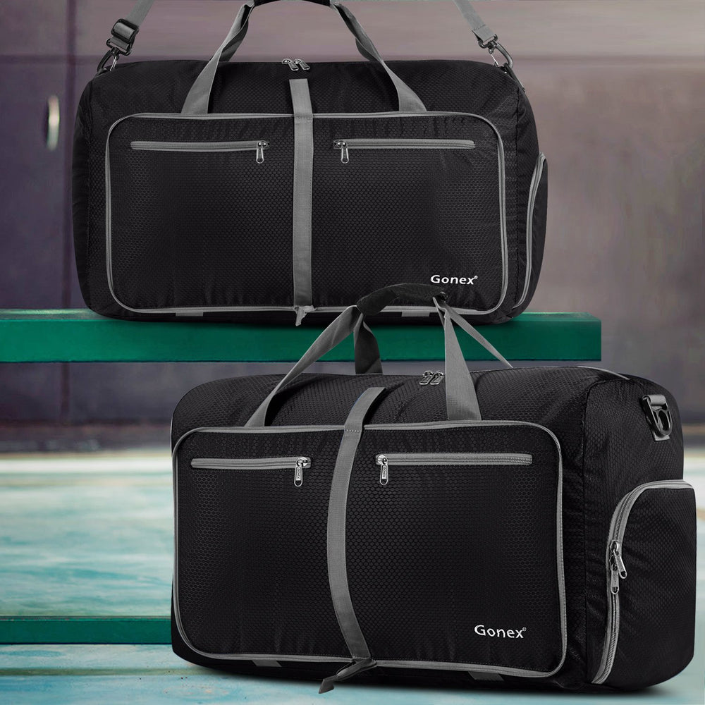 Bolsa de lona plegable de viaje 60L resistente al agua negro