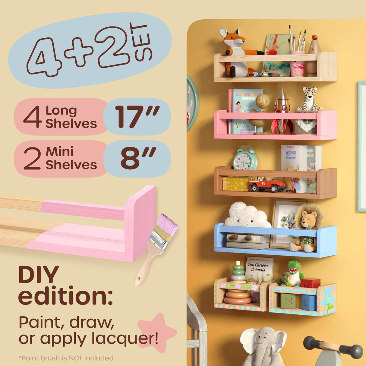 Estantes Flotantes para Libros, Marca: DIY, 6 en 1, Modelo: 4+2