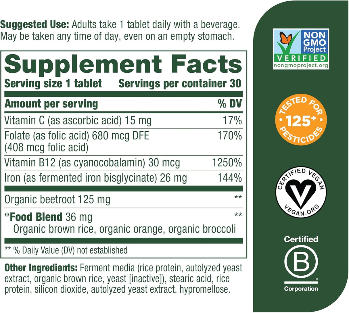 Suplemento de hierro Blood Builder estimulante energético