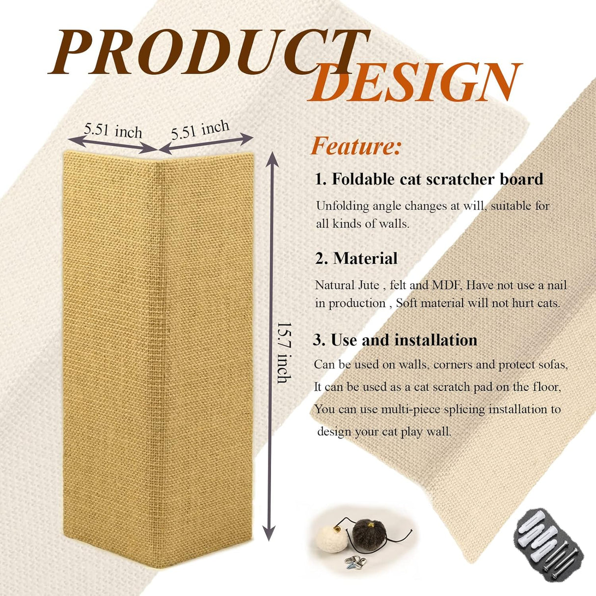 Rascador 2 tablas de rascar plegables para gatos