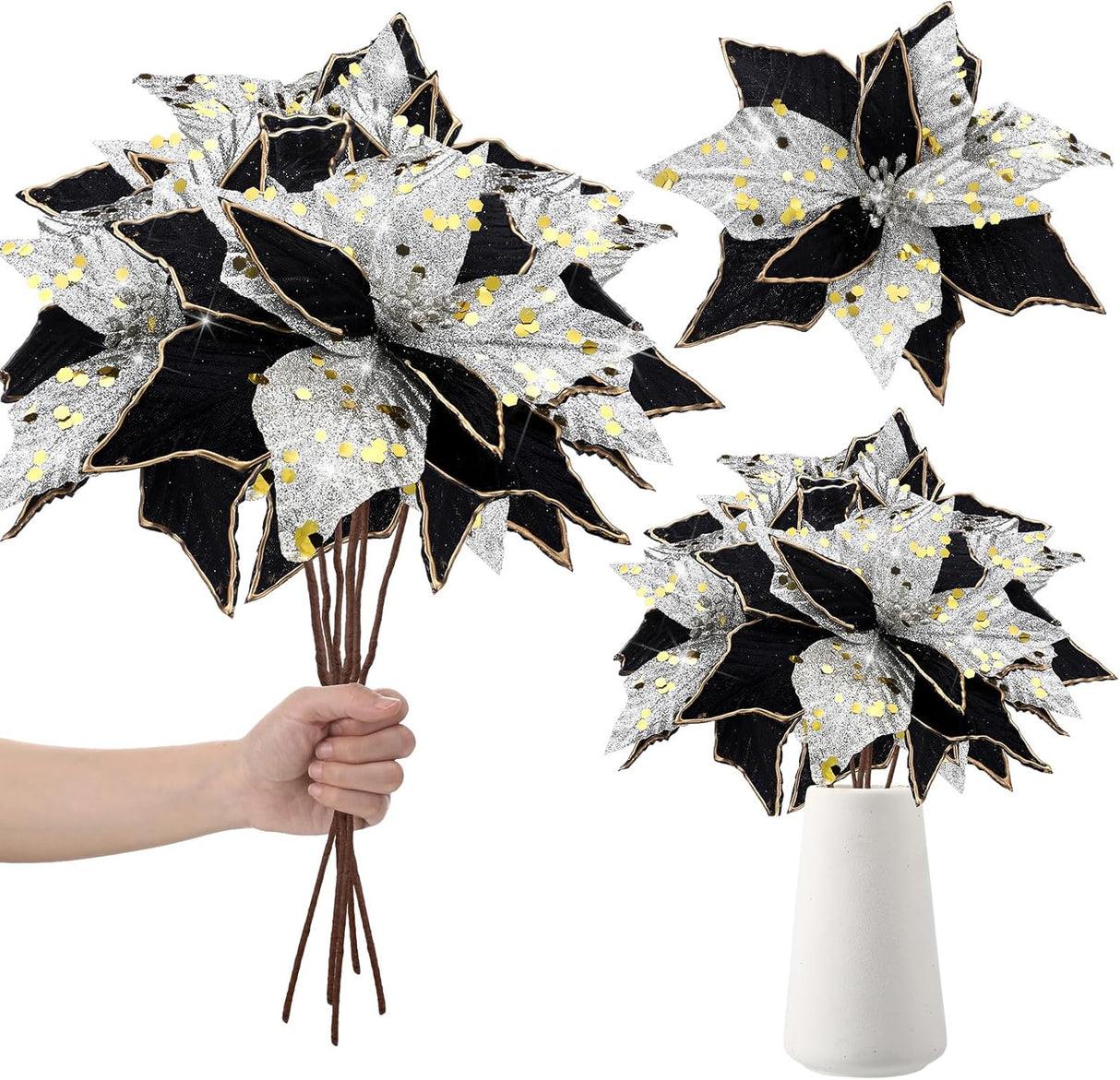 Flores Poinsettia Artificial Hotop 6 Pcs 11 Pulgadas Decorativas