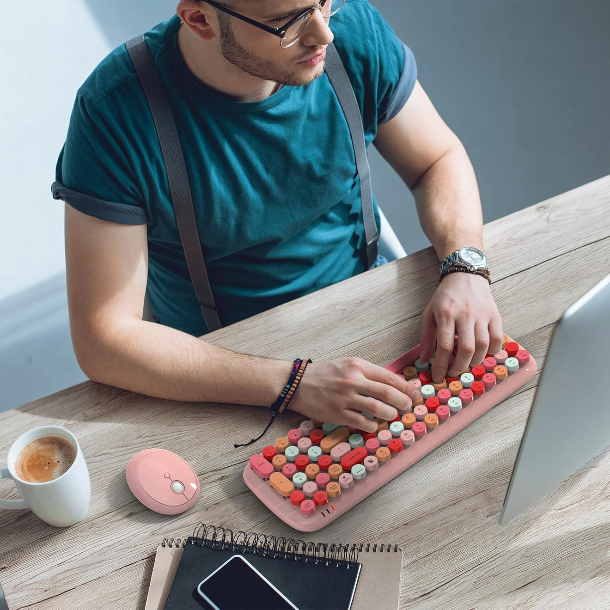 Combo Teclado y Ratón Inalámbrico MOFII, Retro, 2.4GHz