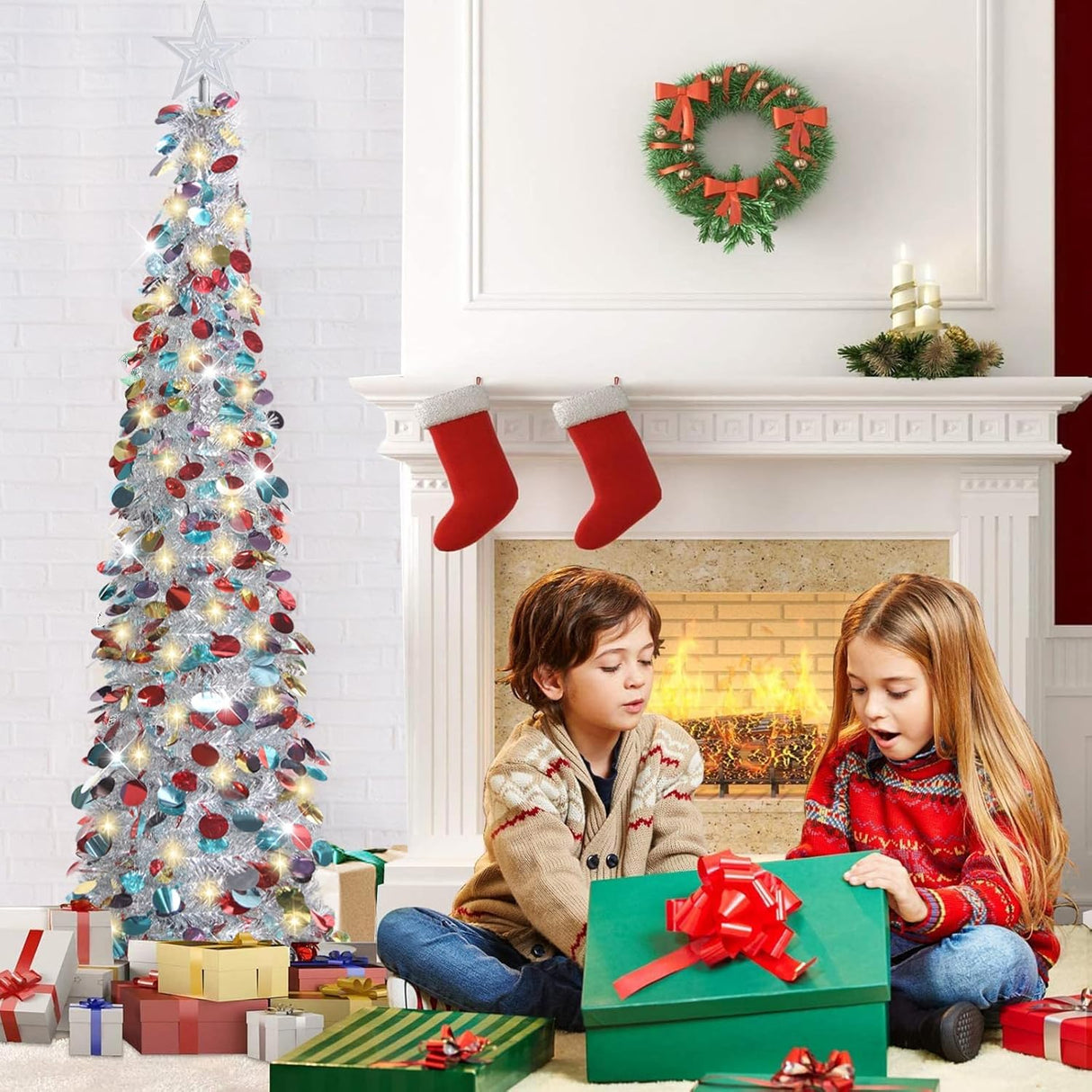 Árbol de Navidad Plegable con Luces Temporizadas - Modelo 5 FT