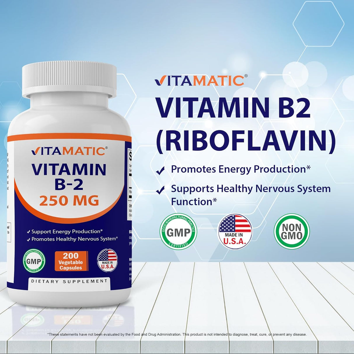 Vitamatic Vitamina B2 (Riboflavina) 250 mg 200 cápsulas