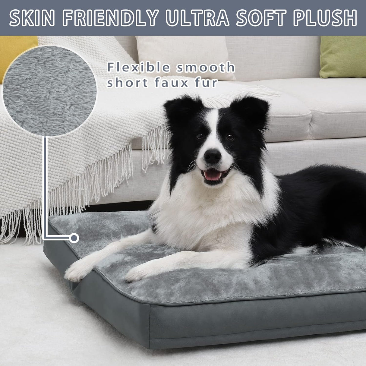 Cama para perro impermeable Deluxe Plush - 35 x 22 pulgadas