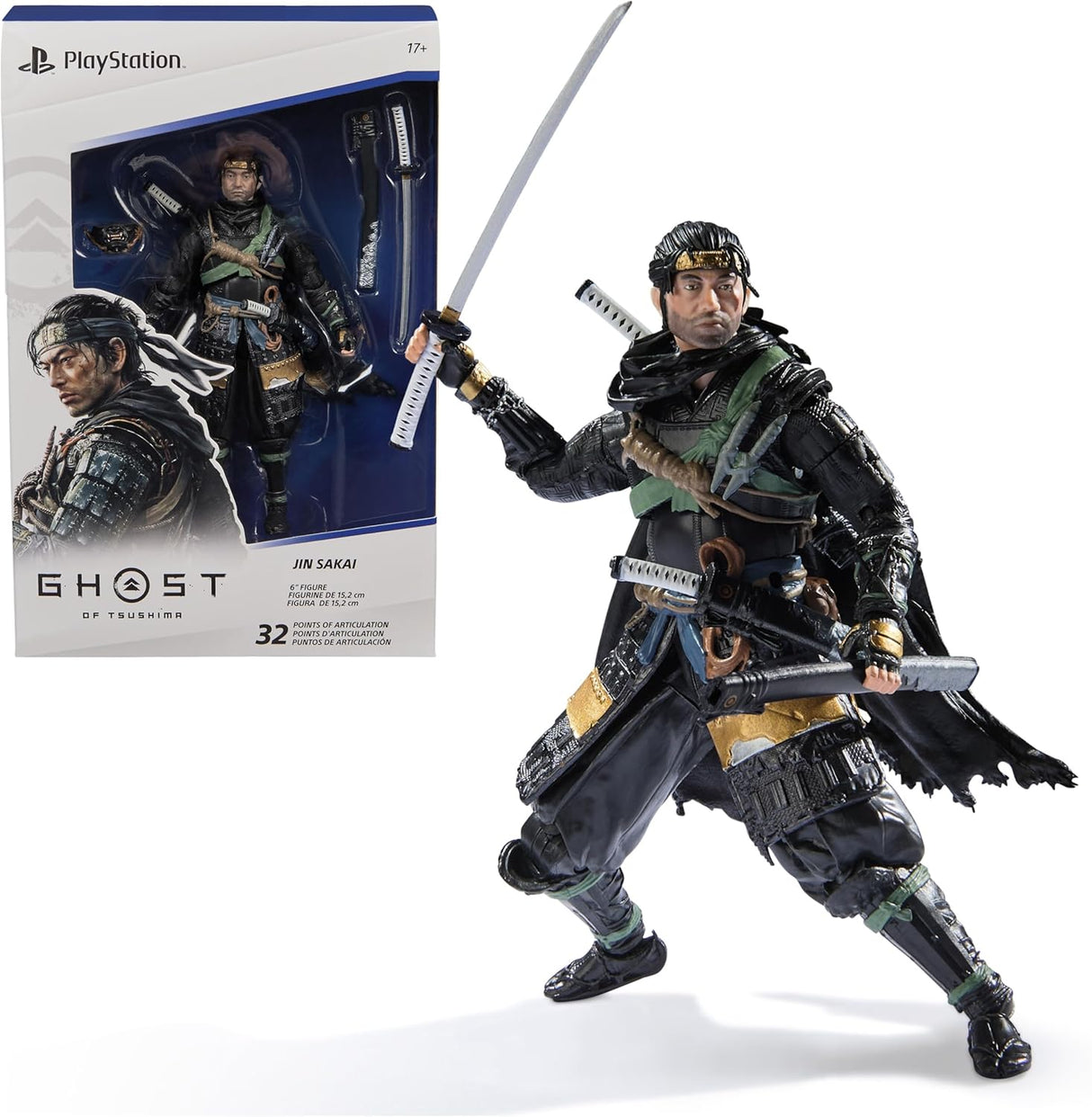 Figura Samurai Jin Sakai, PlayStation, Ghost of Tsushima, 6”
