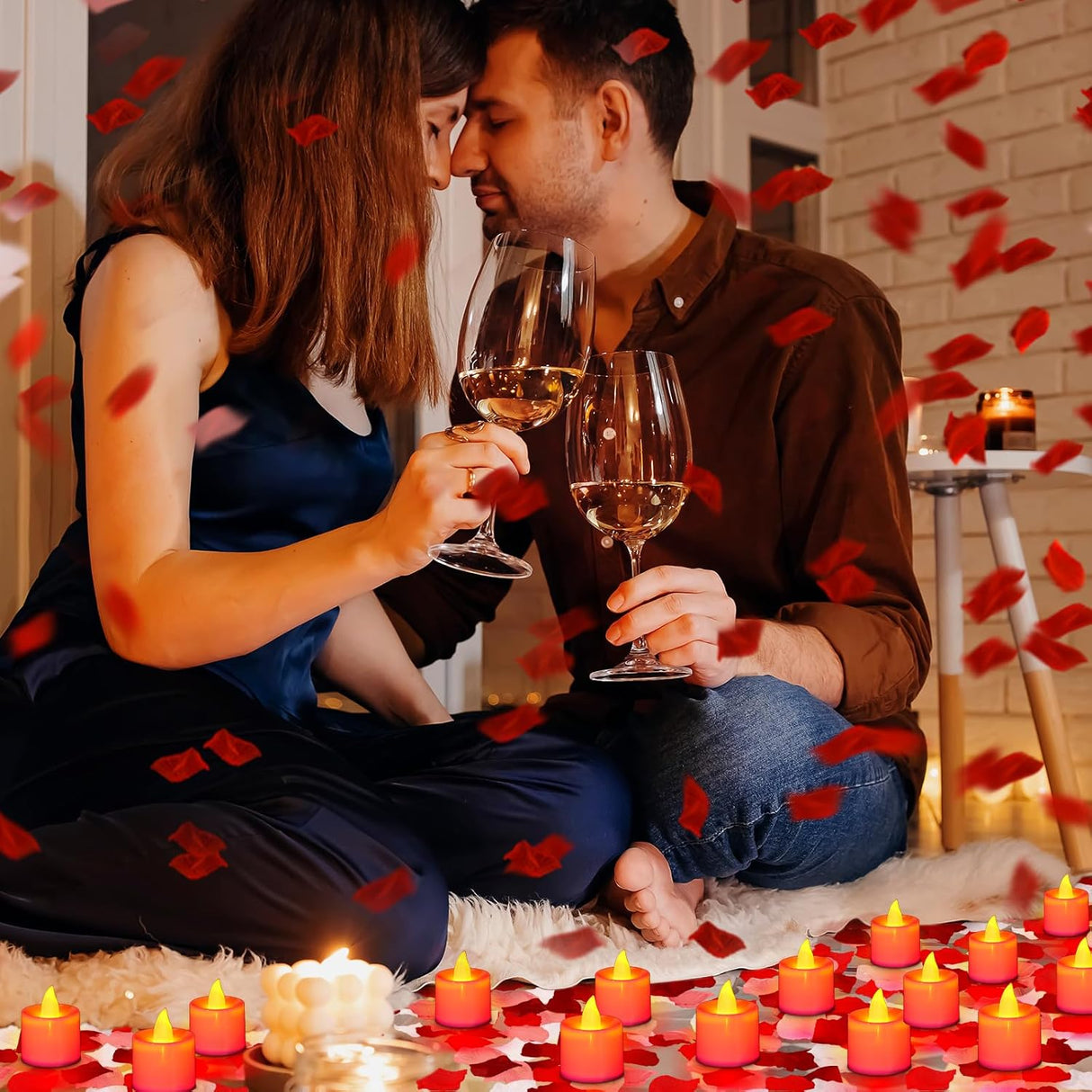 Pétalos de rosa artificiales Coume 6000 Pcs con 72 velas LED