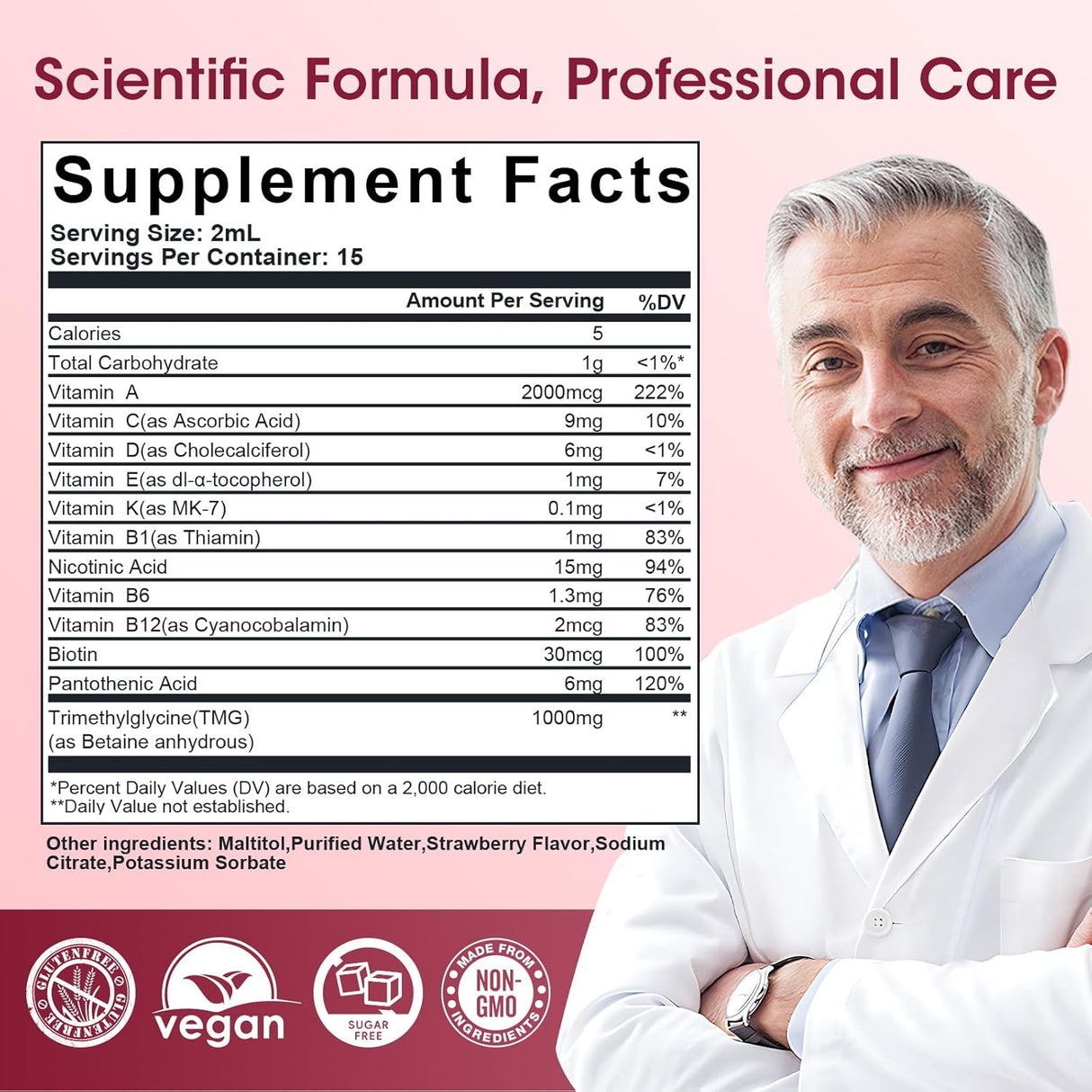 Suplemento Líquido TMG 1000mg, Alta Absorción, 2x1oz