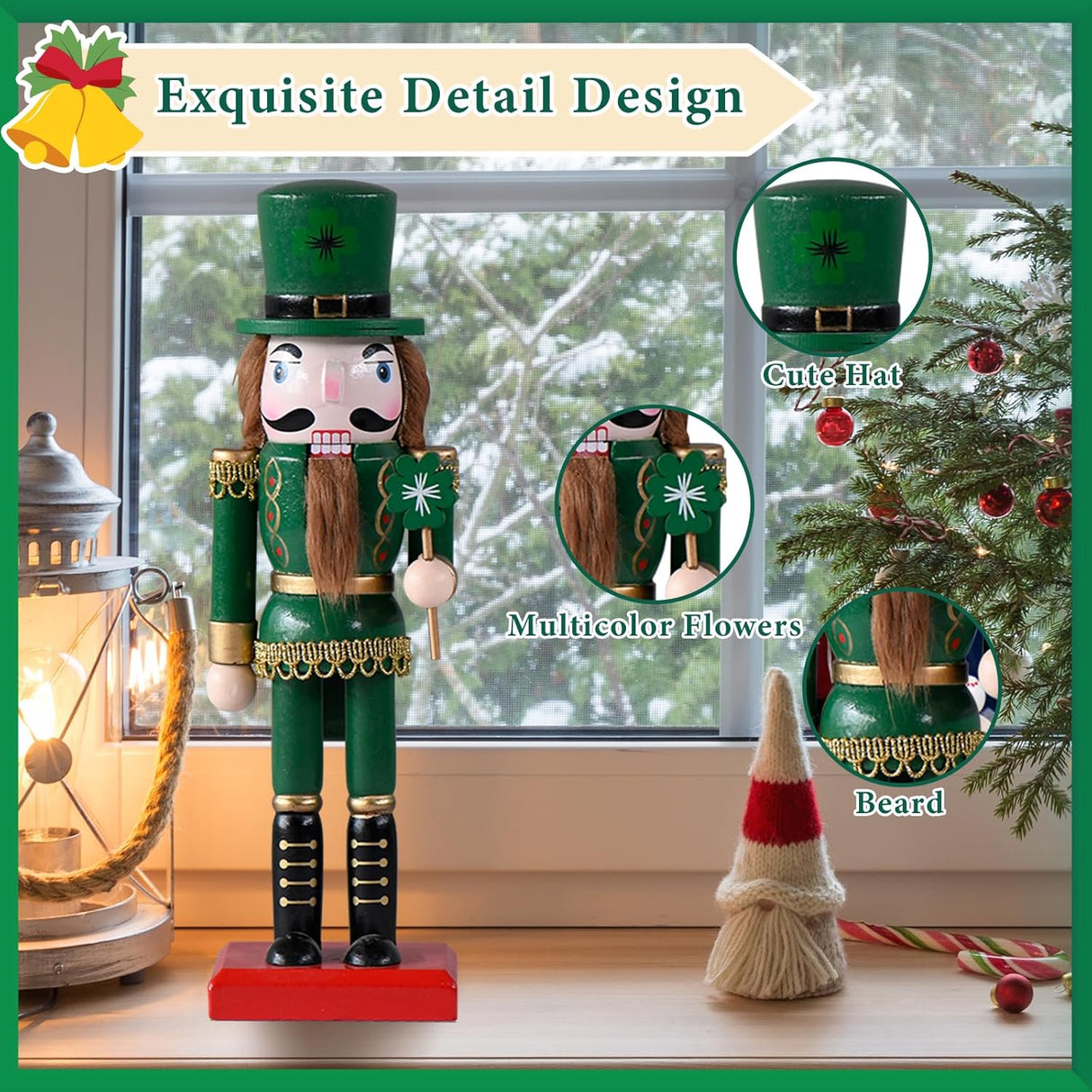 Adornos Navideños de Trébol de Cuatro Hojas - Figuras de Madera