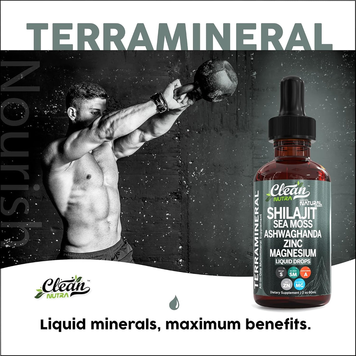 Gotas de Shilajit - Clean Nutra, con Ashwagandha y Minerales