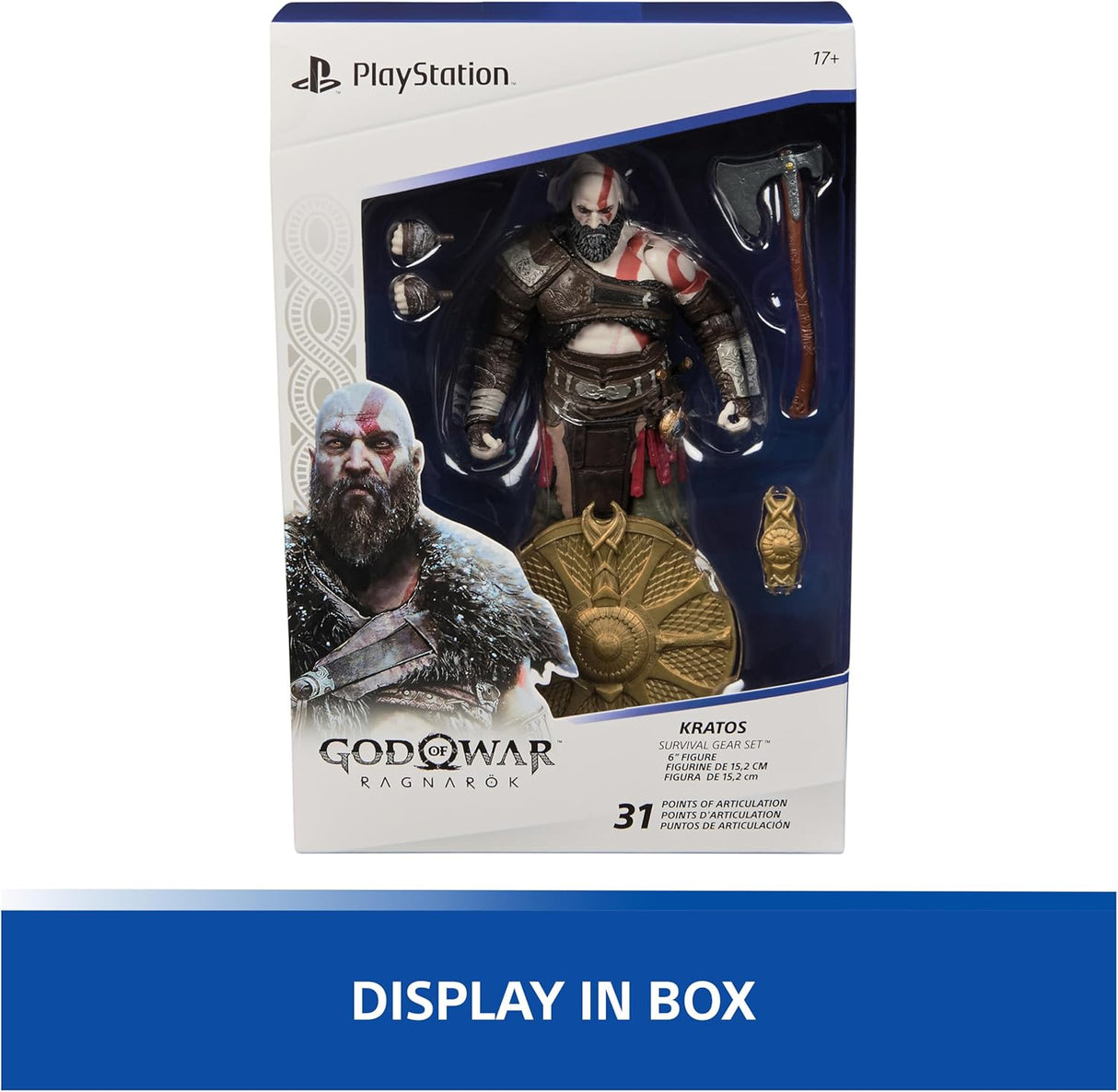 Figura de acción Kratos 6” God of War Ragnarök con accesorios