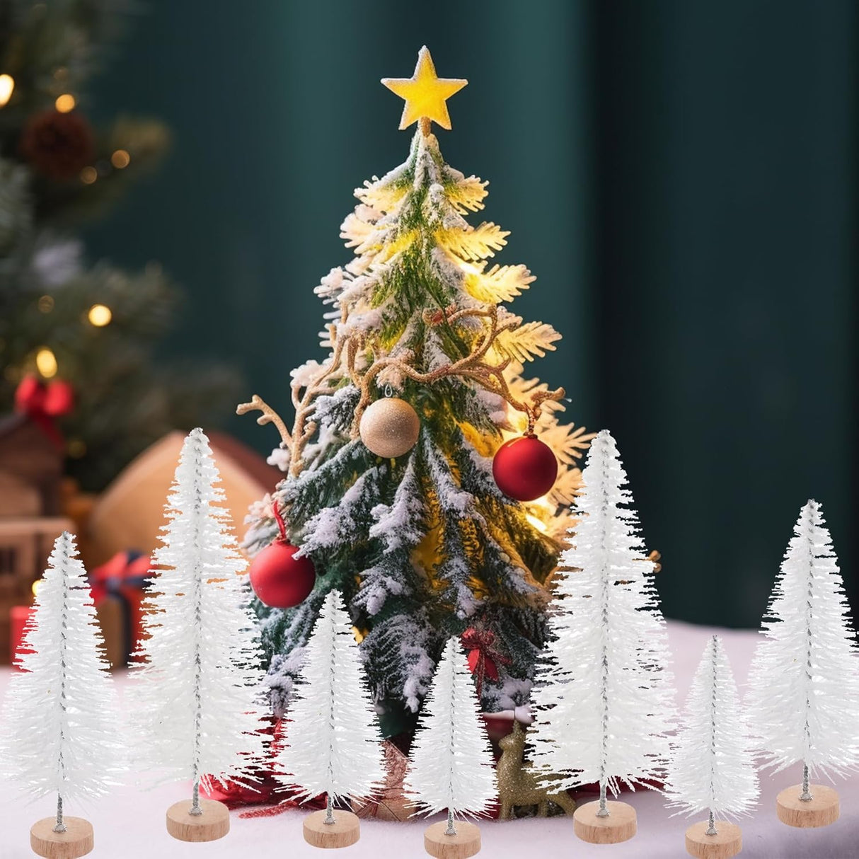 40 Pcs Árboles de Navidad Artificiales Yookat con Base de Madera