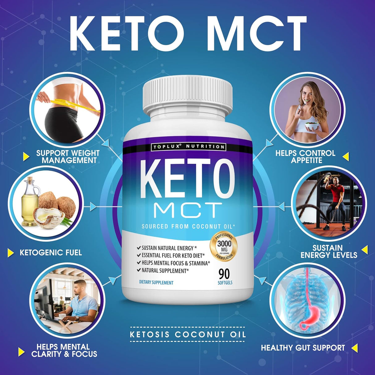 Suplemento Keto MCT Cápsulas de aceite de dieta cetosis